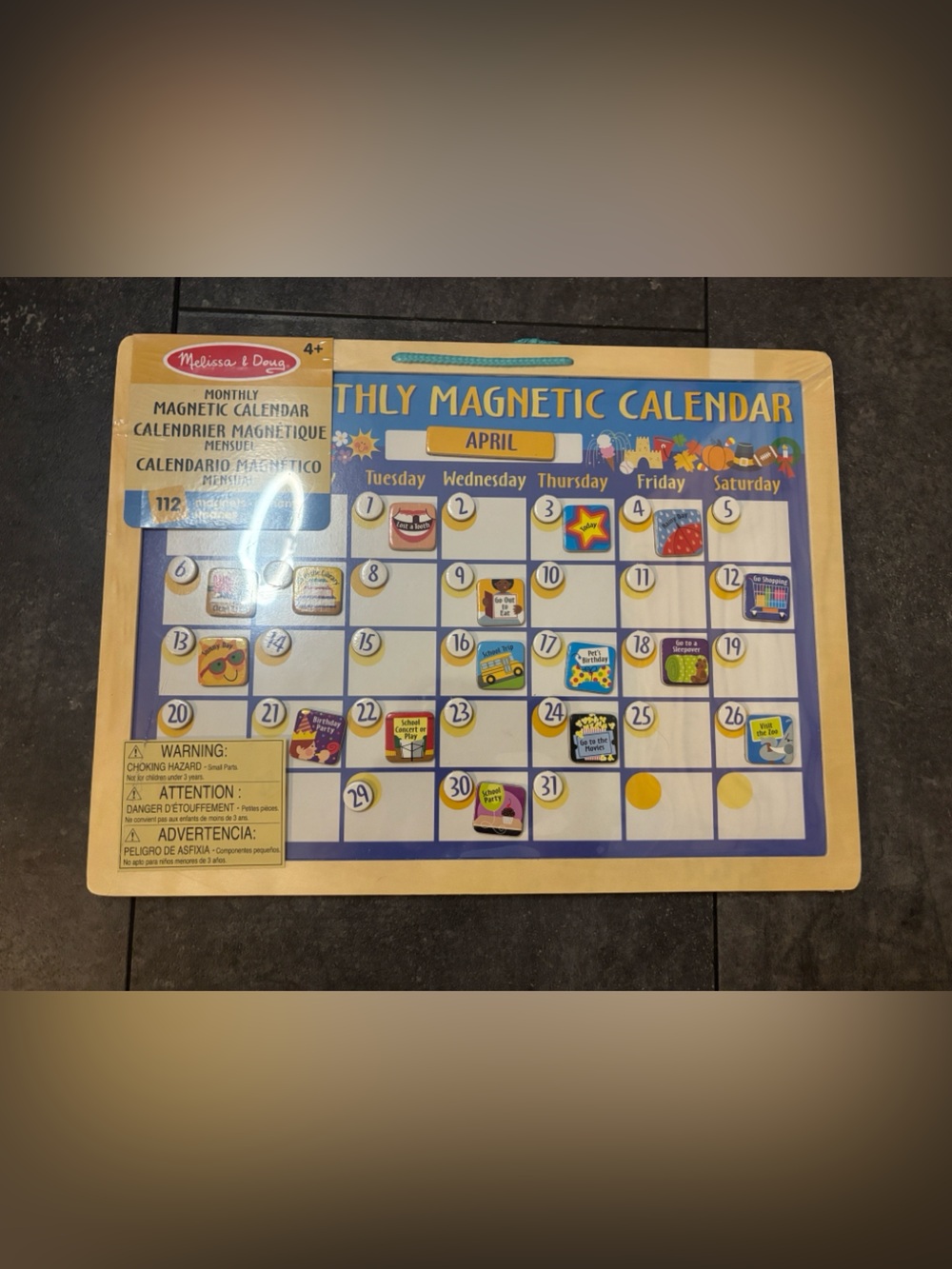 Melissa & Doug Blue and Yellow Monthly Magnetic Calendar Board